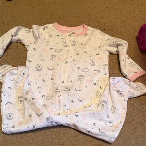 Charming Pink and White Kids Footie Pajamas